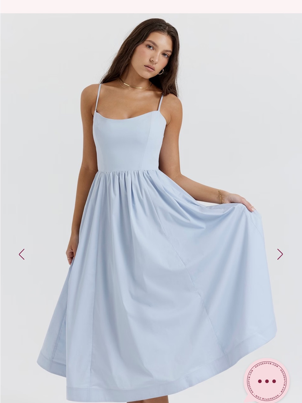 House of CB Light Blue Spaghetti Strap Fit-and-Flare Dress - Picture 3 of 13